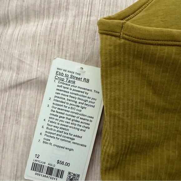 Lululemon Women Ebb To Street Racerback Crop Tank Fitted Top - Picture 3 of 3